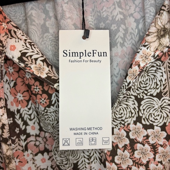 NWT SimpleFun Women’s Boho Floral V Neck Long-seeve Summer Blouse Size L - Picture 8 of 10